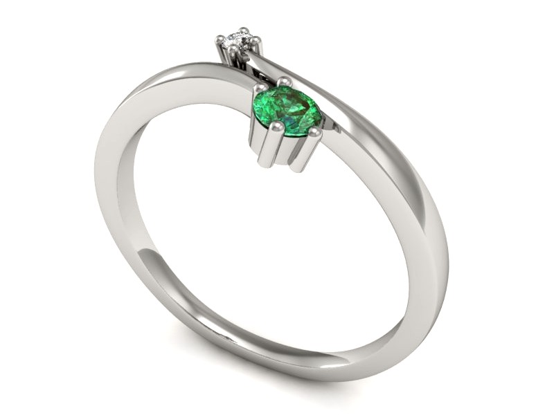 Złoty pierścionek ze szmaragdem i brylantem - P15287bszm — zdjęcie 3