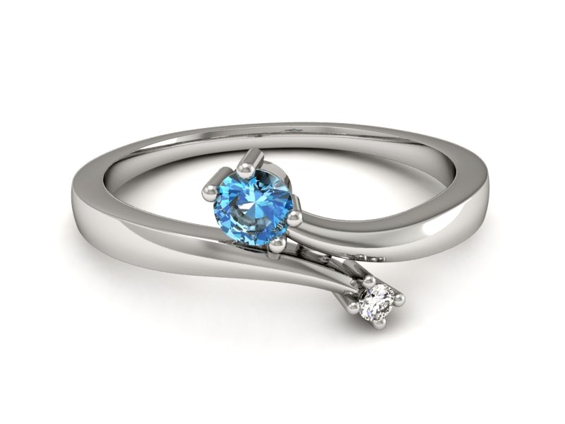 Złoty pierścionek z topazem i brylantem - P15287btp — zdjęcie 2