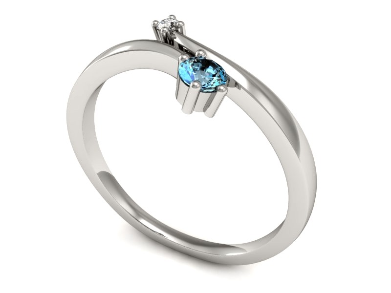 Złoty pierścionek z topazem i brylantem - P15287btp — zdjęcie 3