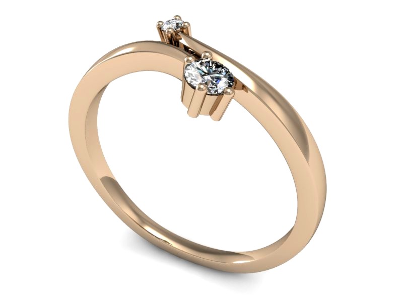 Złoty pierścionek z brylantami różowe złoto - P15287c — zdjęcie 3