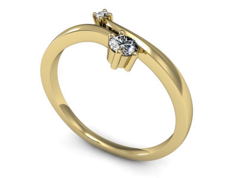 Złoty pierścionek z brylantami żółte złoto - P15287z — zdjęcie 3