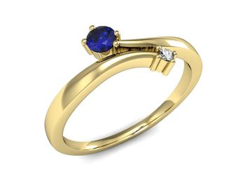 Złoty pierścionek z szafirem i diamentami złoto - P15287zszc - 1