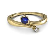 Złoty pierścionek z szafirem i diamentami złoto - P15287zszc - 2