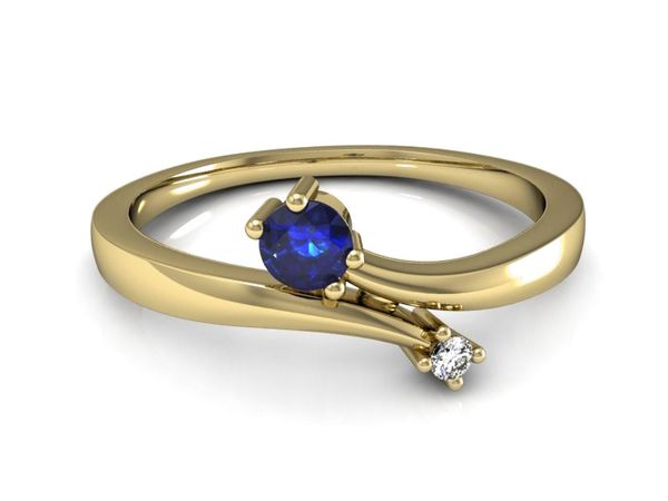 Złoty pierścionek z szafirem i diamentami złoto - P15287zszc