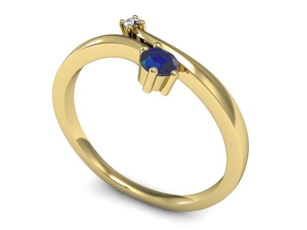 Złoty pierścionek z szafirem i diamentami złoto - P15287zszc