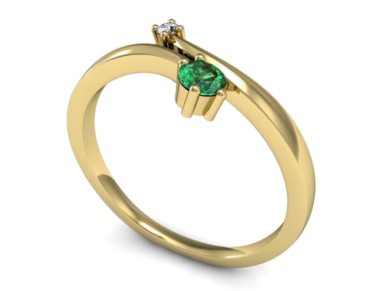 Pierścionek ze szmaragdem i brylantem - P15287zszm — zdjęcie 3