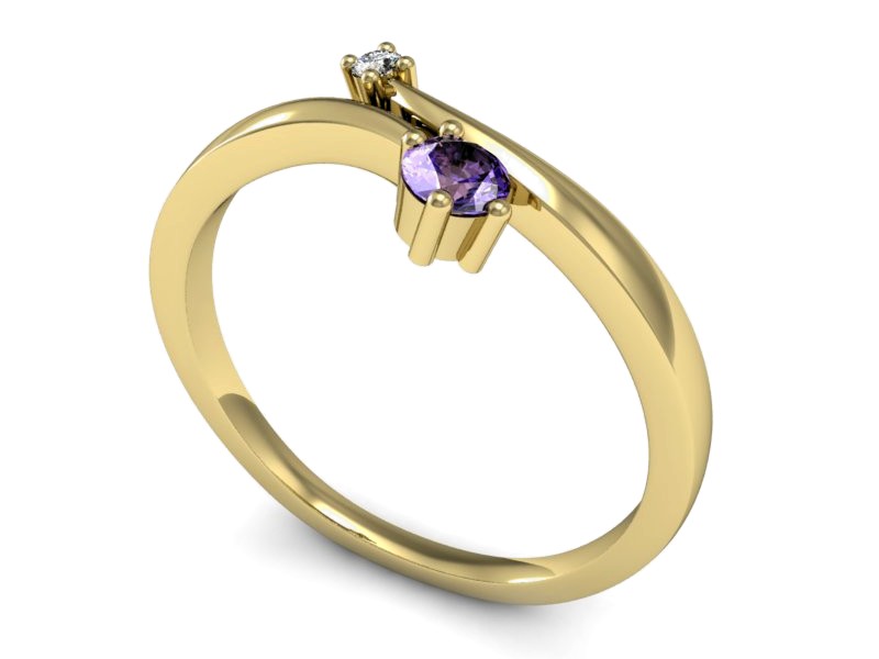 Pierścionek z tanzanitem i brylantem - P15287zt — zdjęcie 3