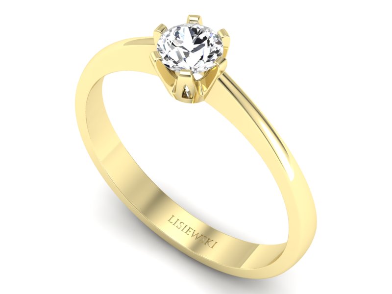 Złoty pierścionek z brylantem żółte złoto - P15290 — zdjęcie 3