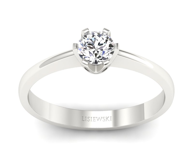 Złoty pierścionek z brylantem białe złoto - P15290b