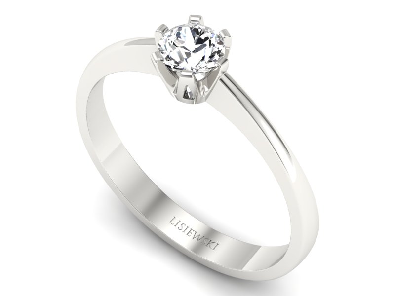 Złoty pierścionek z brylantem białe złoto - P15290b — zdjęcie 3