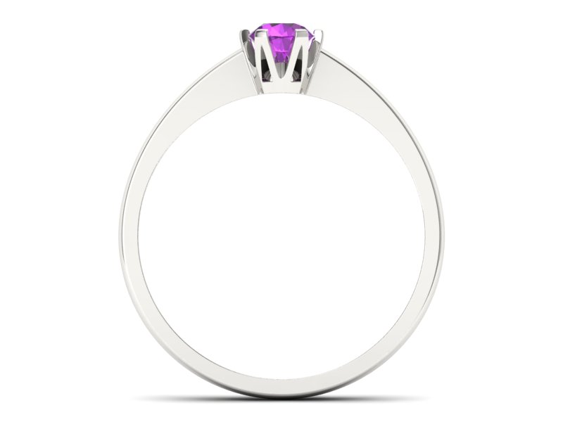 Złoty pierścionek z ametystem białe złoto - P15290bat — zdjęcie 2