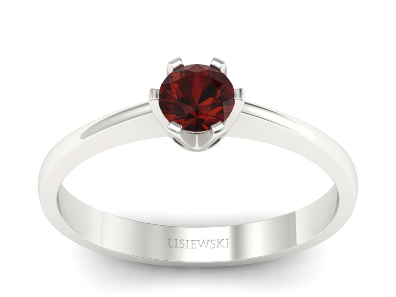 Złoty pierścionek z granatem białe złoto - P15290bgr