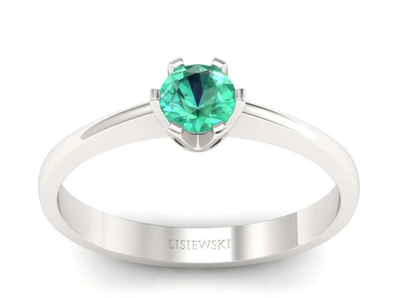 Złoty pierścionek ze szmaragdem białe złoto - P15290bsm