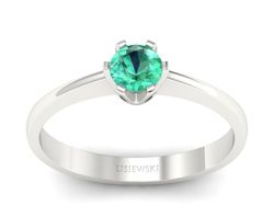 Pierścionek z białego złota ze szmaragdem brylantowym - P15290bsm