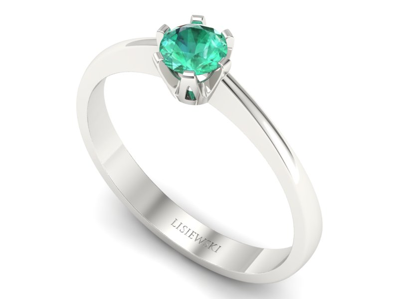 Złoty pierścionek ze szmaragdem białe złoto - P15290bsm — zdjęcie 3