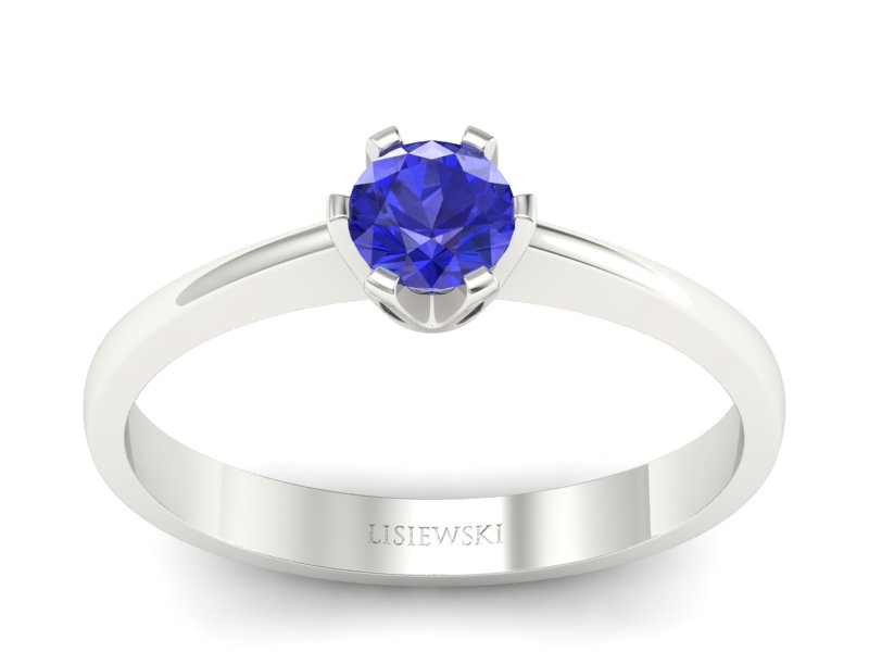Złoty pierścionek z szafirem białe złoto - P15290bszc