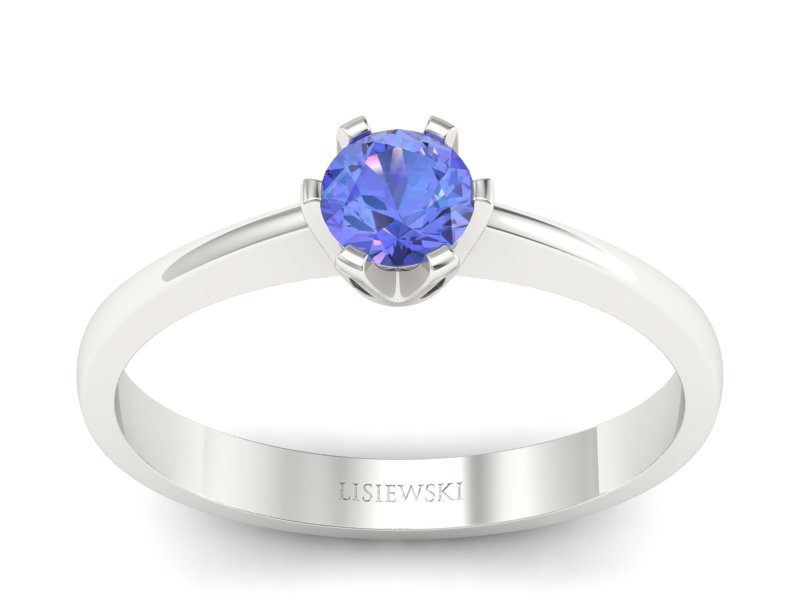 Złoty pierścionek z tanzanitem białe złoto - P15290bt