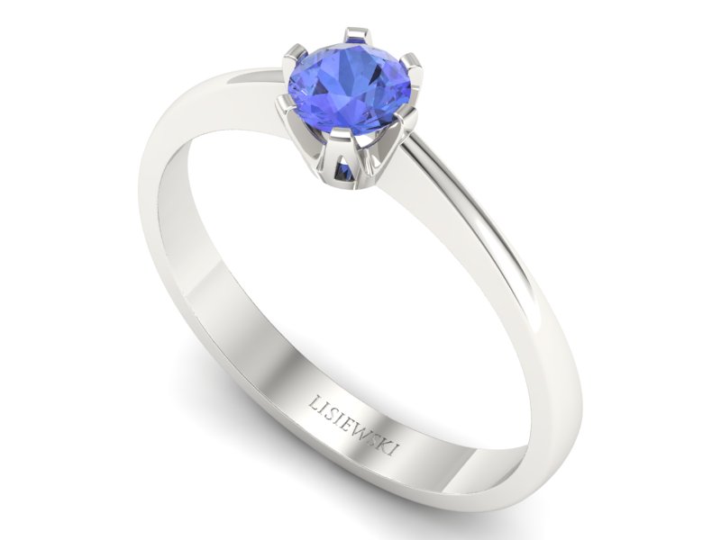 Złoty pierścionek z tanzanitem białe złoto - P15290bt — zdjęcie 3