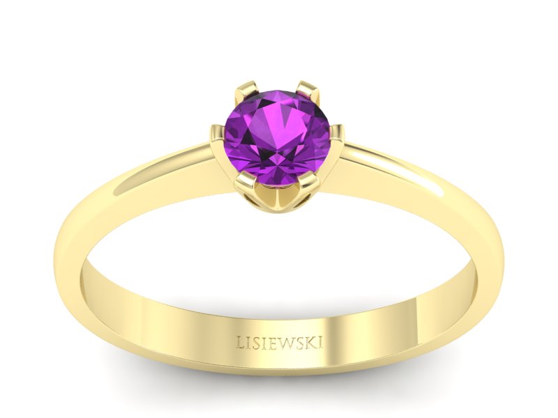 Złoty pierścionek z ametystem żółte złoto - P15290zat