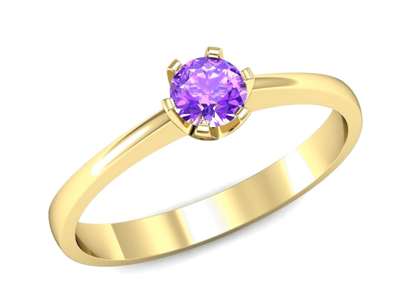 Złoty pierścionek z ametystem żółte złoto - P15290zat — zdjęcie 4