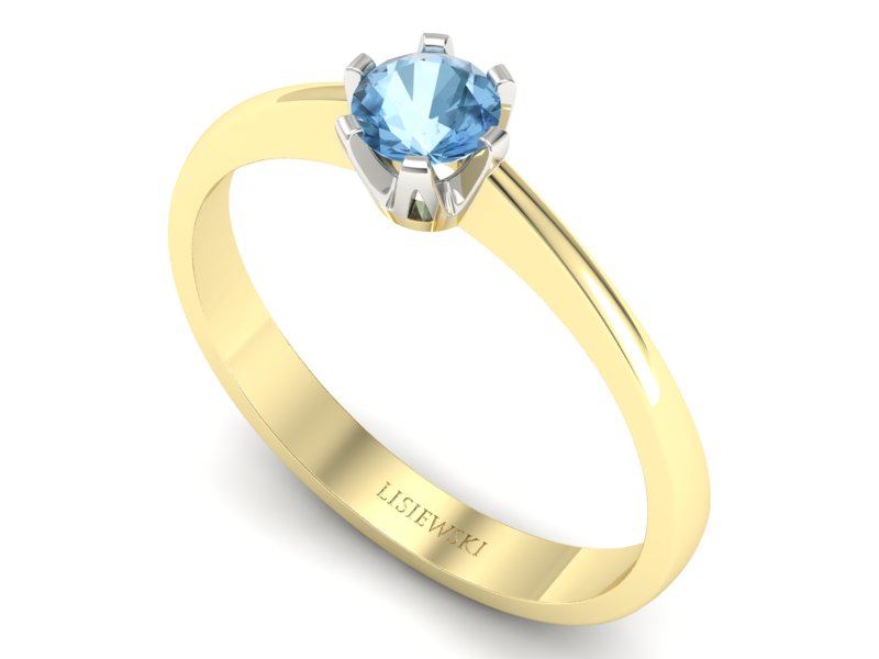 Pierścionek z topazem z żółtego i białego złota - P15290zba — zdjęcie 3