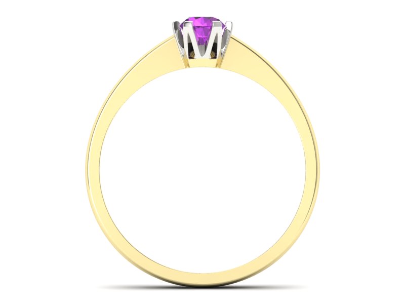Pierścionek z ametystem żółte białe złoto - P15290zbat — zdjęcie 2