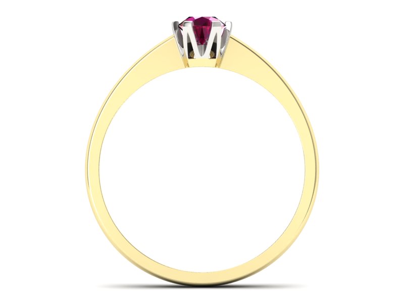 Pierścionek z rubinem z żółtego i białego złota - P15290zbr — zdjęcie 2