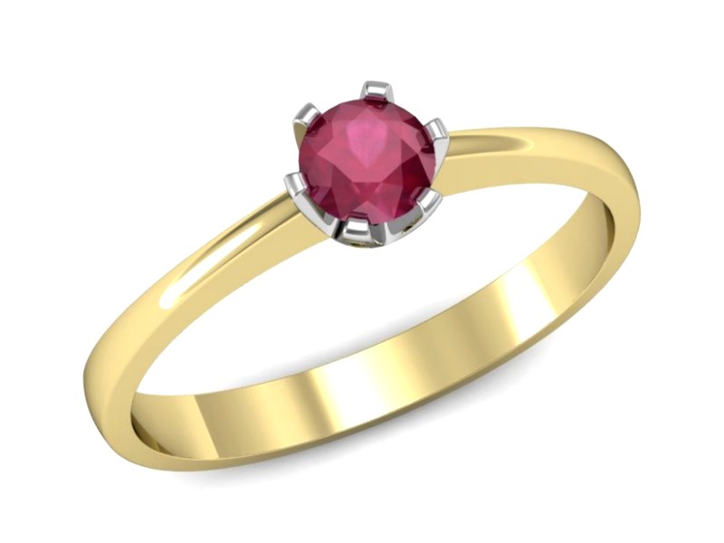 Pierścionek z rubinem z żółtego i białego złota - P15290zbr — zdjęcie 4