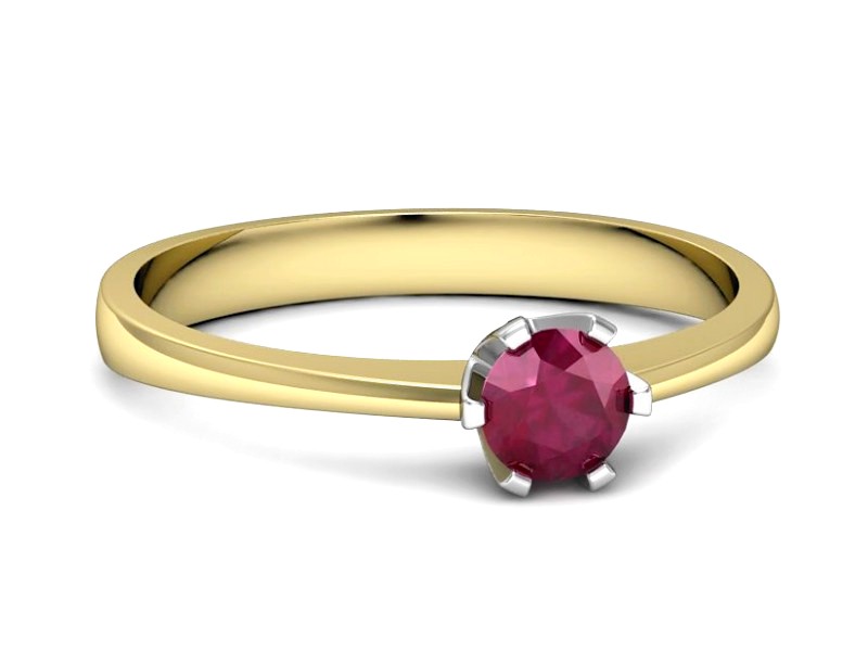 Pierścionek z rubinem z żółtego i białego złota - P15290zbr — zdjęcie 5