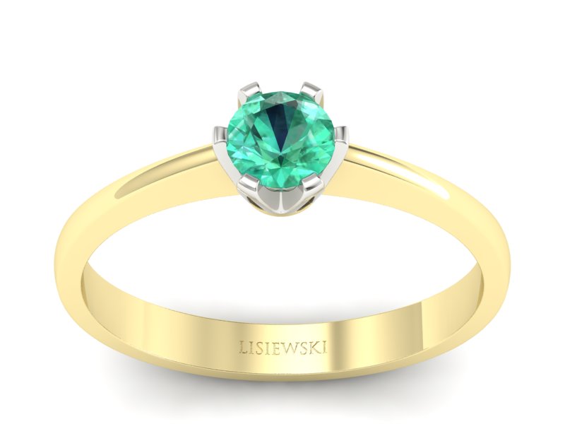 Pierścionek ze szmaragdem żółte białe złoto - P15290zbsm