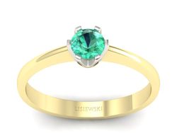Pierścionek ze szmaragdem żółte białe złoto - P15290zbsm