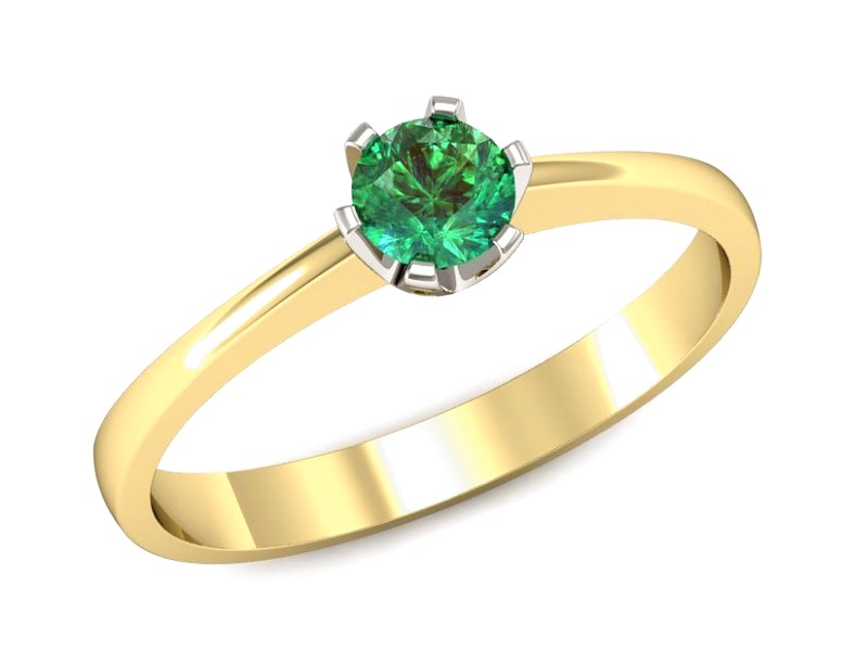 Pierścionek ze szmaragdem żółte białe złoto - P15290zbsm — zdjęcie 4