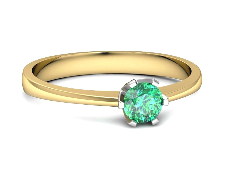 Pierścionek ze szmaragdem żółte białe złoto - P15290zbsm — zdjęcie 5
