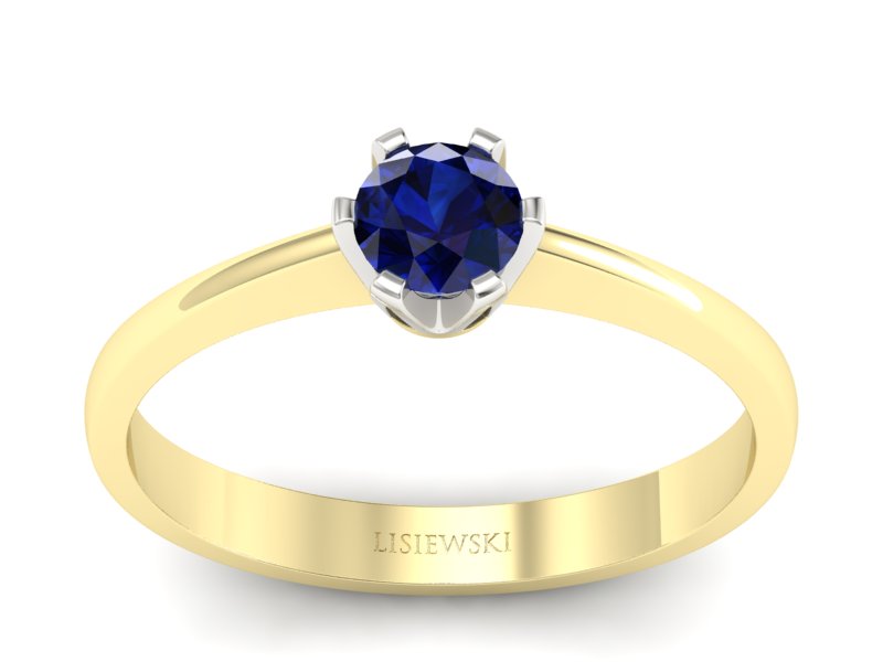 Pierścionek z szafirem żółte i białe złoto - P15290zbsz