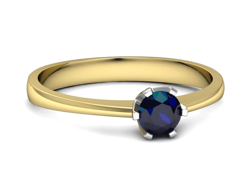 Pierścionek z szafirem żółte i białe złoto - P15290zbsz — zdjęcie 5