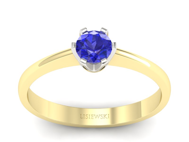 Pierścionek z szafirem żółte i białe złoto - P15290zbszc