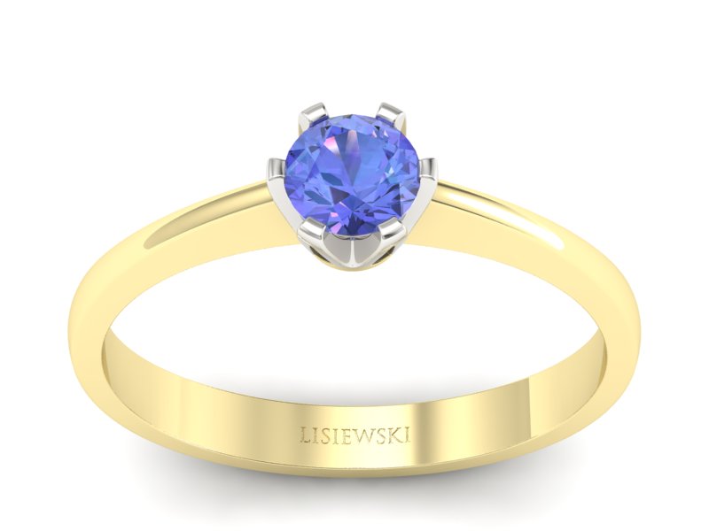 Pierścionek z tanzanitem żółte i białe złoto - P15290zbt