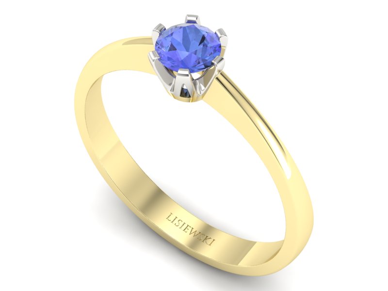 Pierścionek z tanzanitem żółte i białe złoto - P15290zbt — zdjęcie 3