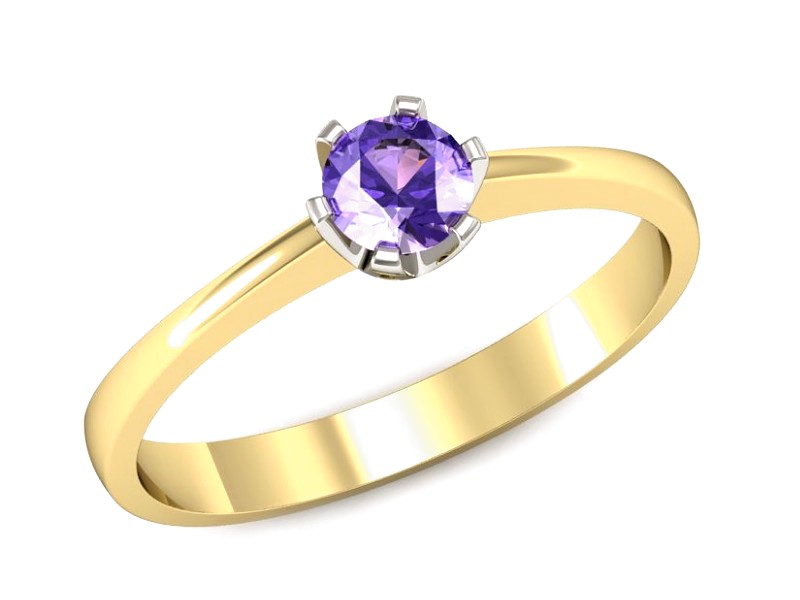 Pierścionek z tanzanitem żółte i białe złoto - P15290zbt — zdjęcie 4