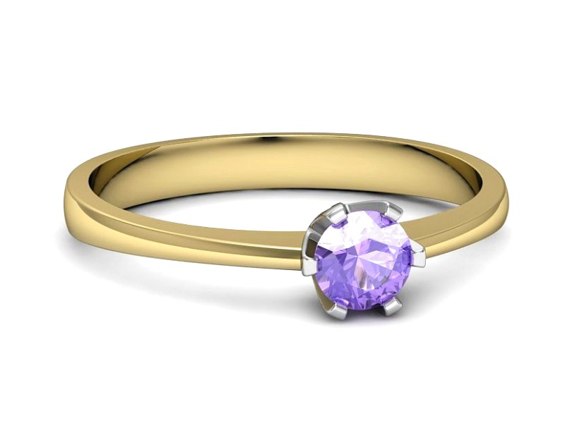 Pierścionek z tanzanitem żółte i białe złoto - P15290zbt — zdjęcie 5