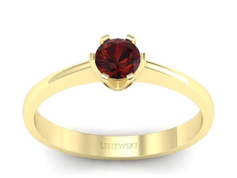 Złoty pierścionek z granatem żółte złoto - P15290zgr