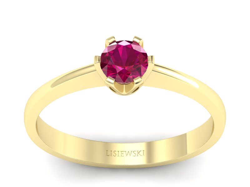 Złoty pierścionek z rubinem żółte złoto - P15290zr