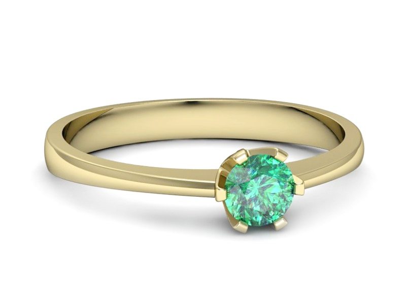 Złoty pierścionek ze szmaragdem żółte złoto - P15290zsm — zdjęcie 5