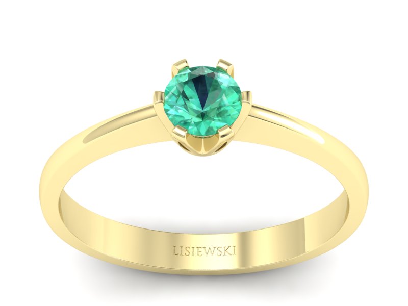 Złoty pierścionek ze szmaragdem żółte złoto - P15290zsm