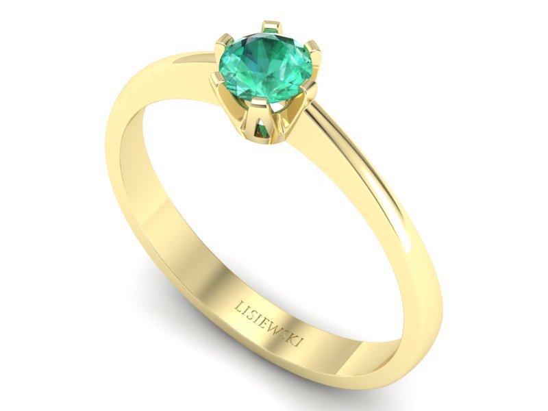 Złoty pierścionek ze szmaragdem żółte złoto - P15290zsm — zdjęcie 3