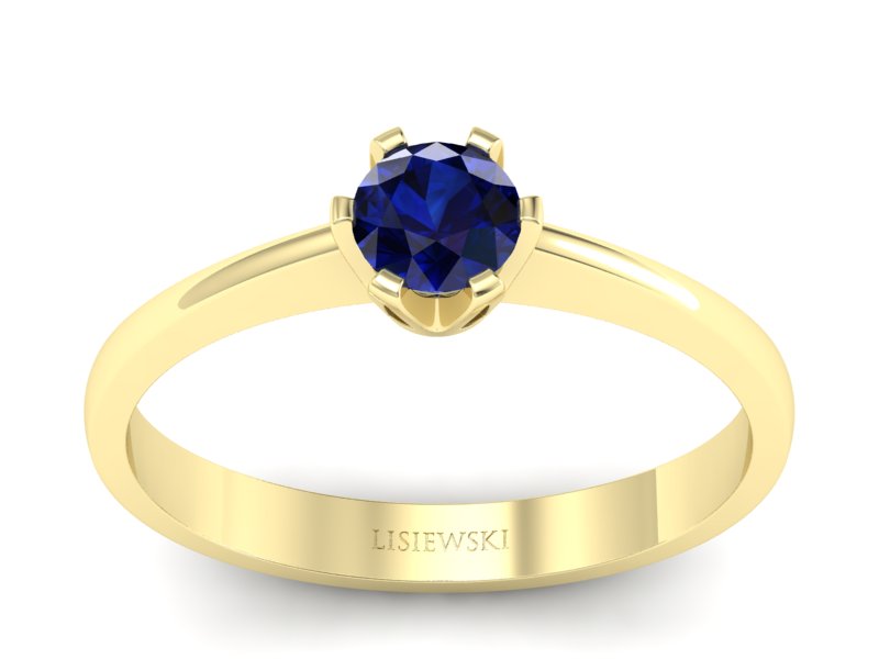 Złoty pierścionek z szafirem żółte złoto - P15290zsz