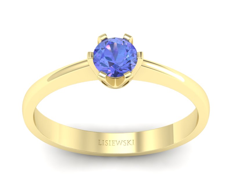 Złoty pierścionek z tanzanitem żółte złoto - P15290zt