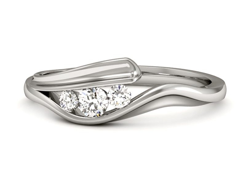 Złoty pierścionek z brylantami białe złoto - P15291b — zdjęcie 2