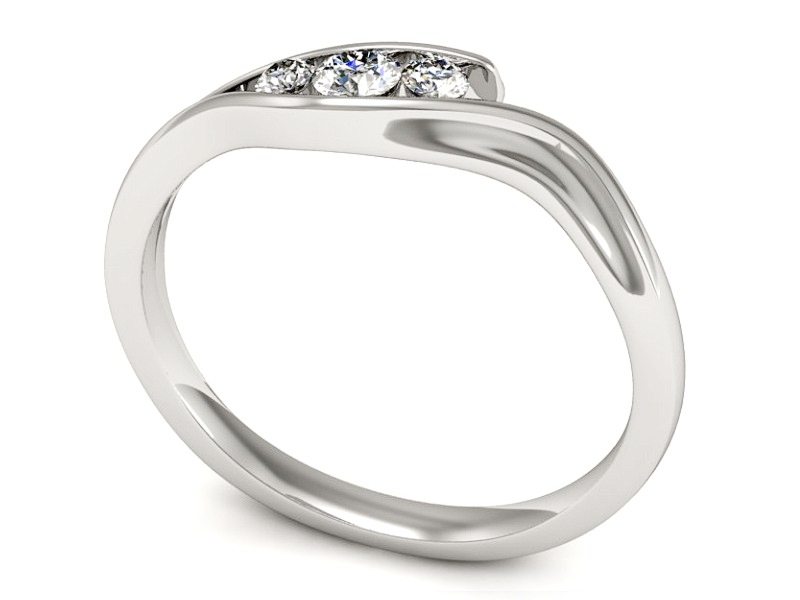 Złoty pierścionek z brylantami białe złoto - P15291b — zdjęcie 3