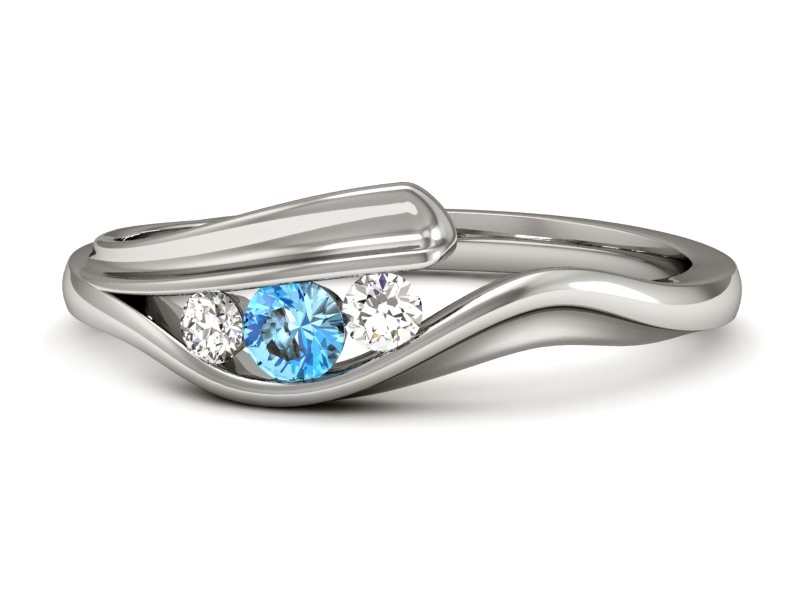 Pierścionek z topazem i brylantami białe złoto - P15291ba — zdjęcie 2